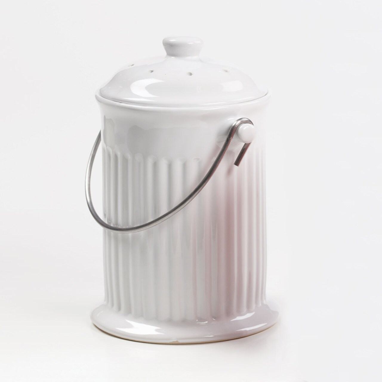 Norpro Ceramic Kitchen Compost Keeper - Countertop Pail with Filter that Prevents Odors, 1 Gallon 10 x 7.75 Inches